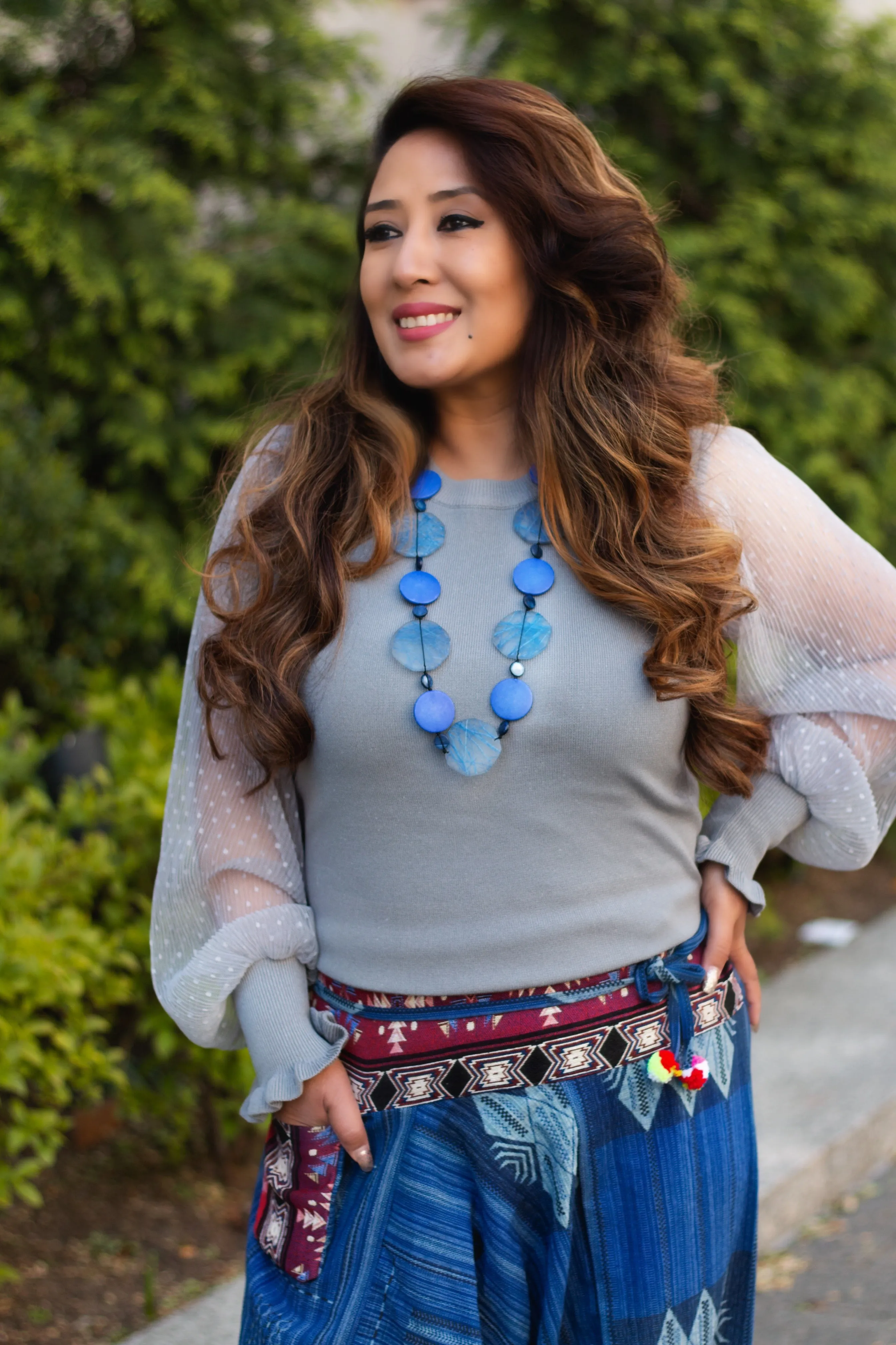 Polka Dot Mesh Lace Sweater Top