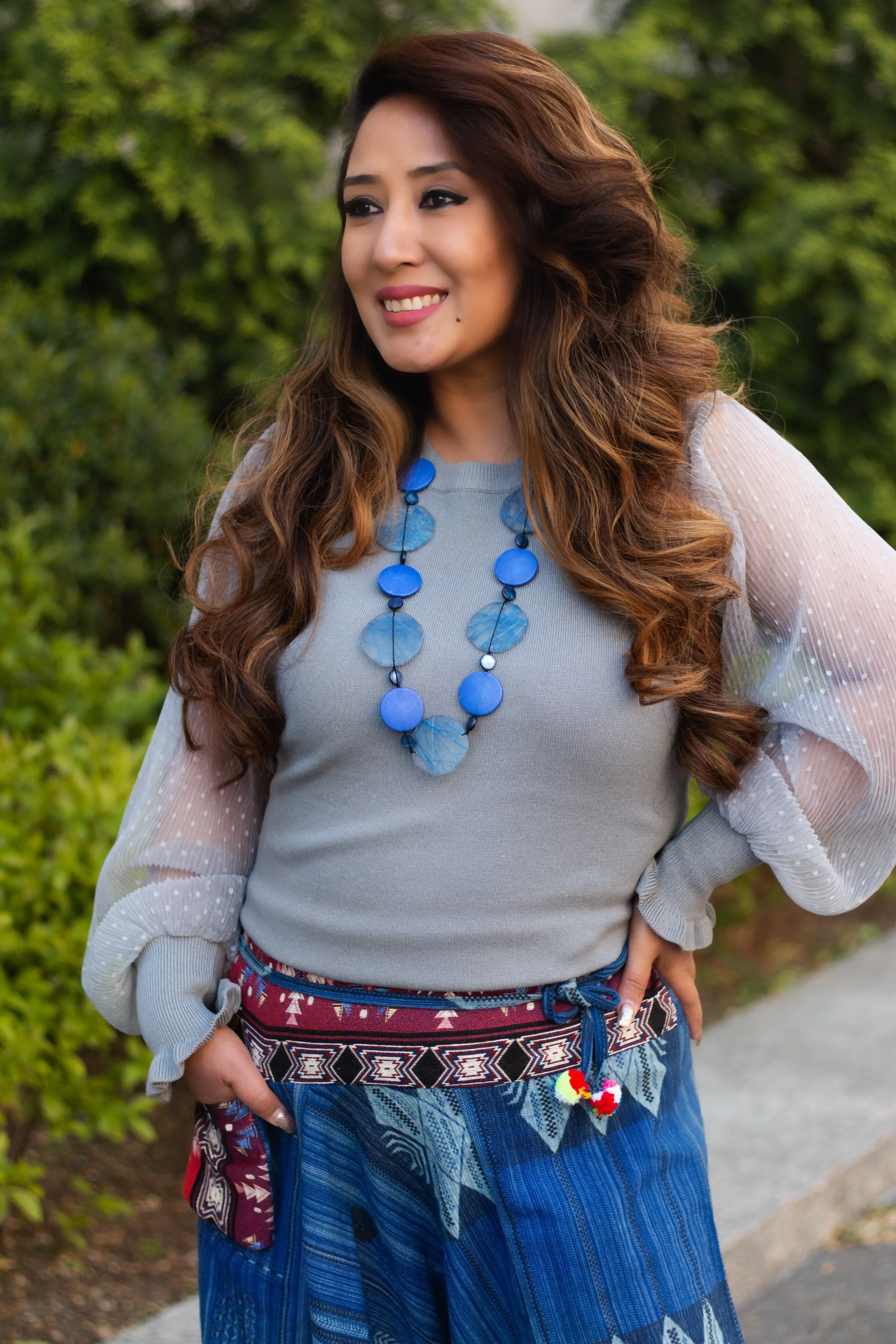 Polka Dot Mesh Lace Sweater Top