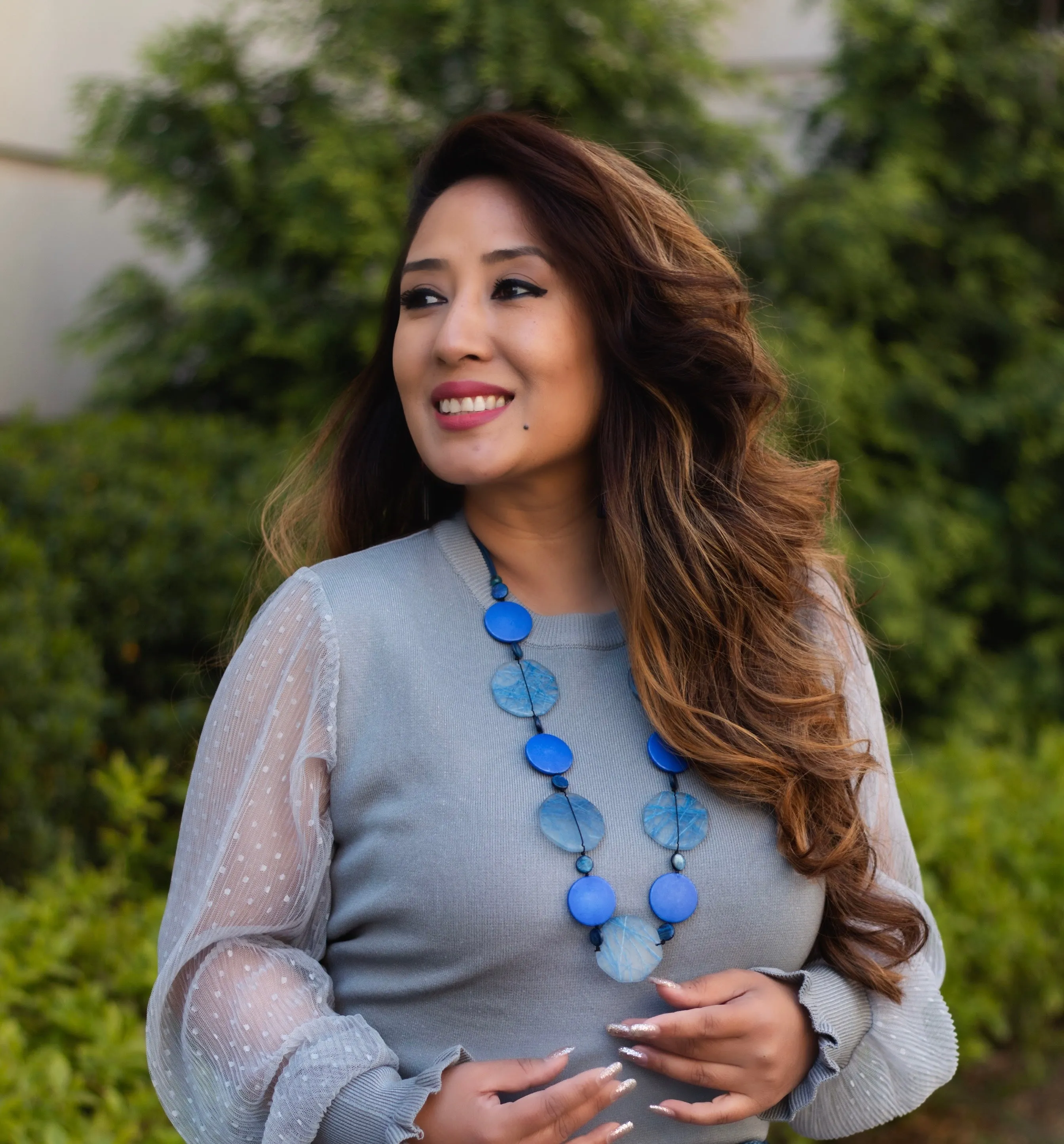 Polka Dot Mesh Lace Sweater Top