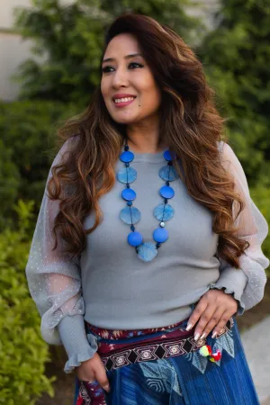 Polka Dot Mesh Lace Sweater Top