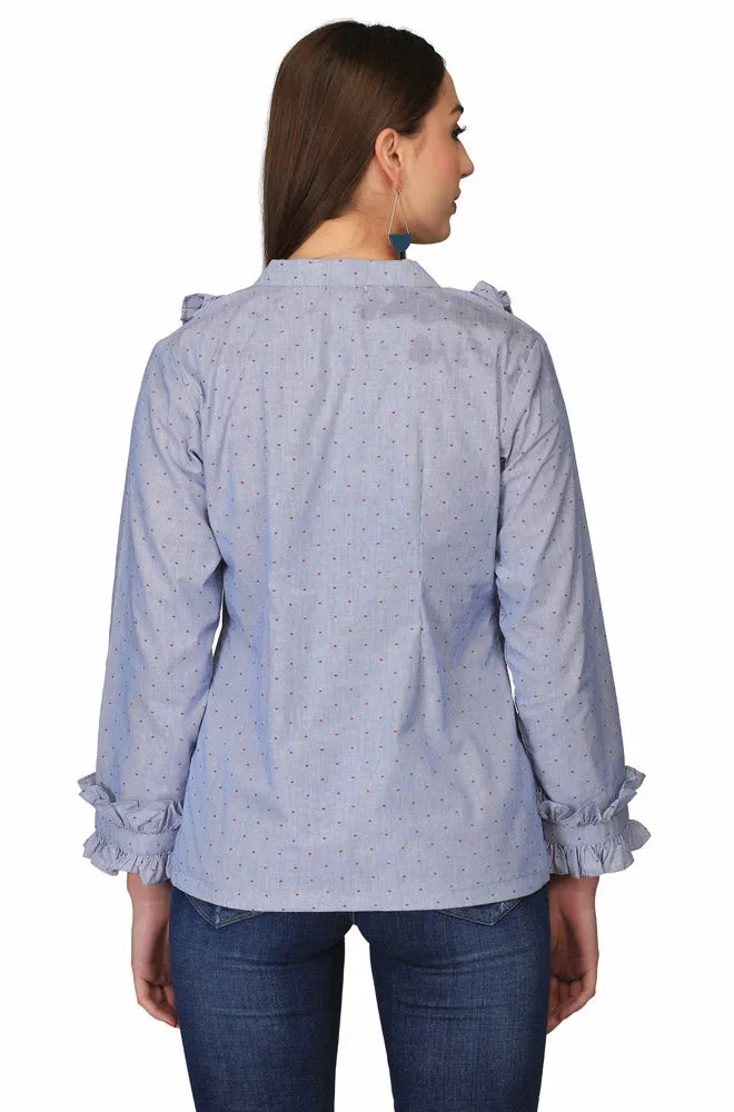 POLKA DOT RUFFLED TOP FOR WOMEN