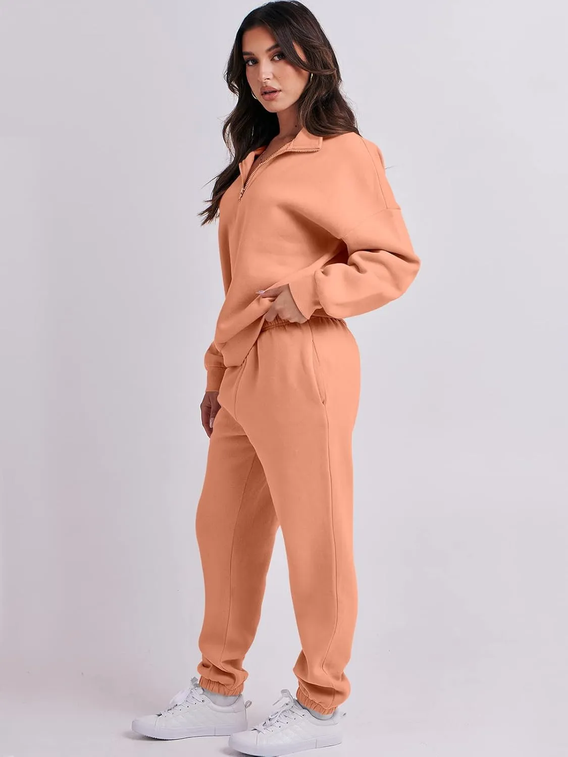 Prinbara Women 2 Piece Outfits Sweat Set 2024 Winter Oversized Sweatshirts Jogger Sweatpants Lounge Sets Fall Tracksuit