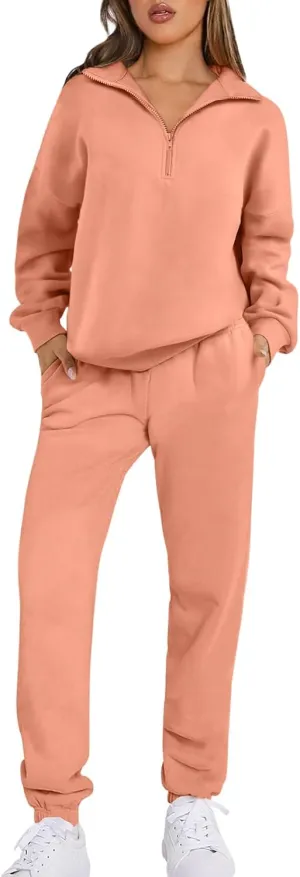 Prinbara Women 2 Piece Outfits Sweat Set 2024 Winter Oversized Sweatshirts Jogger Sweatpants Lounge Sets Fall Tracksuit