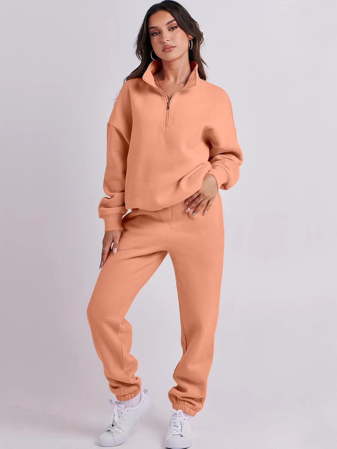 Prinbara Women 2 Piece Outfits Sweat Set 2024 Winter Oversized Sweatshirts Jogger Sweatpants Lounge Sets Fall Tracksuit