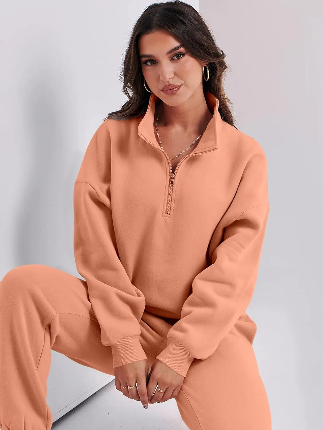 Prinbara Women 2 Piece Outfits Sweat Set 2024 Winter Oversized Sweatshirts Jogger Sweatpants Lounge Sets Fall Tracksuit