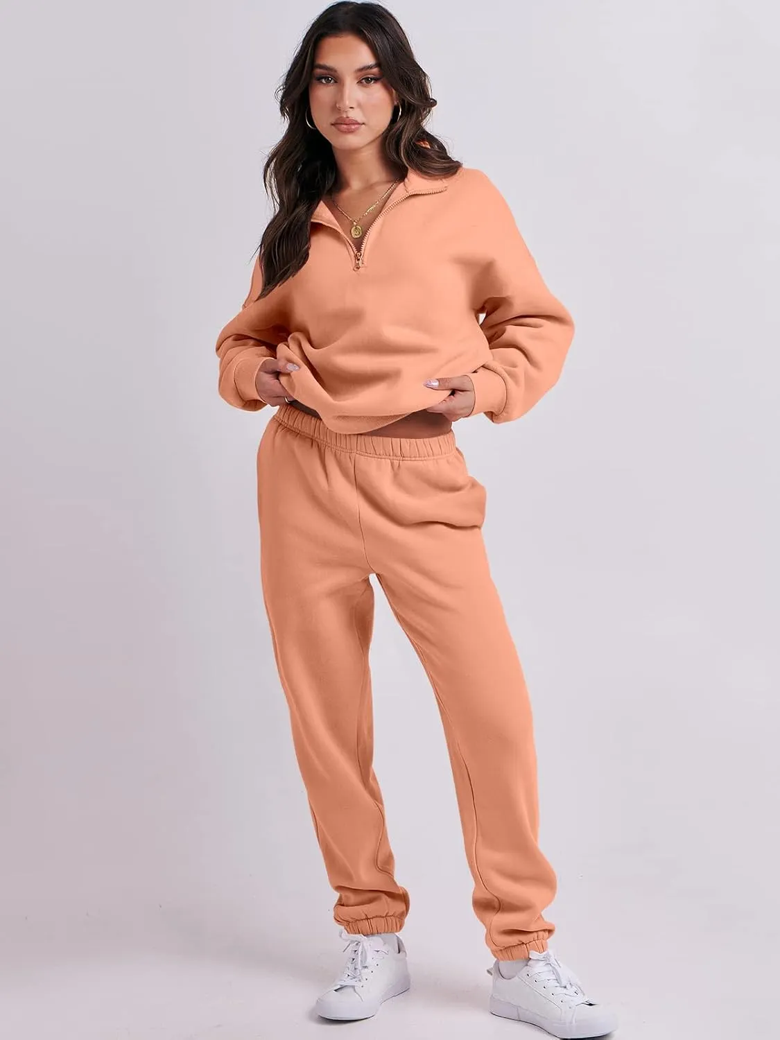 Prinbara Women 2 Piece Outfits Sweat Set 2024 Winter Oversized Sweatshirts Jogger Sweatpants Lounge Sets Fall Tracksuit