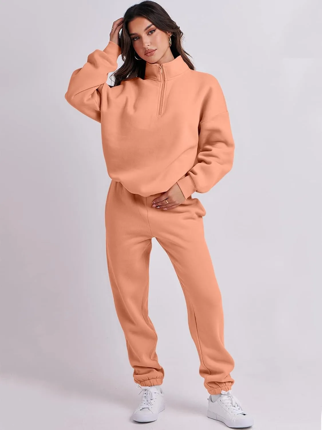Prinbara Women 2 Piece Outfits Sweat Set 2024 Winter Oversized Sweatshirts Jogger Sweatpants Lounge Sets Fall Tracksuit