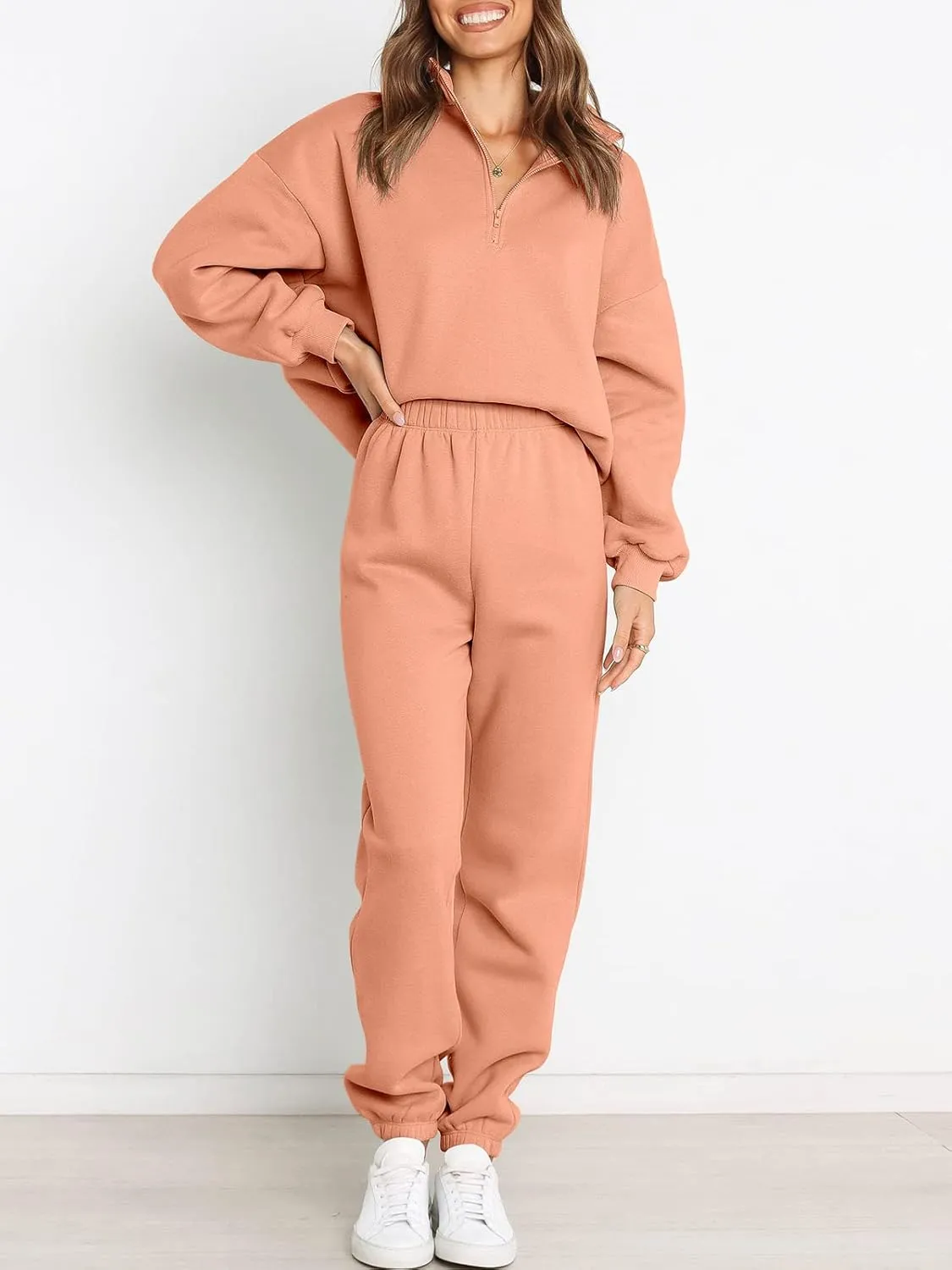 Prinbara Women 2 Piece Outfits Sweat Set 2024 Winter Oversized Sweatshirts Jogger Sweatpants Lounge Sets Fall Tracksuit