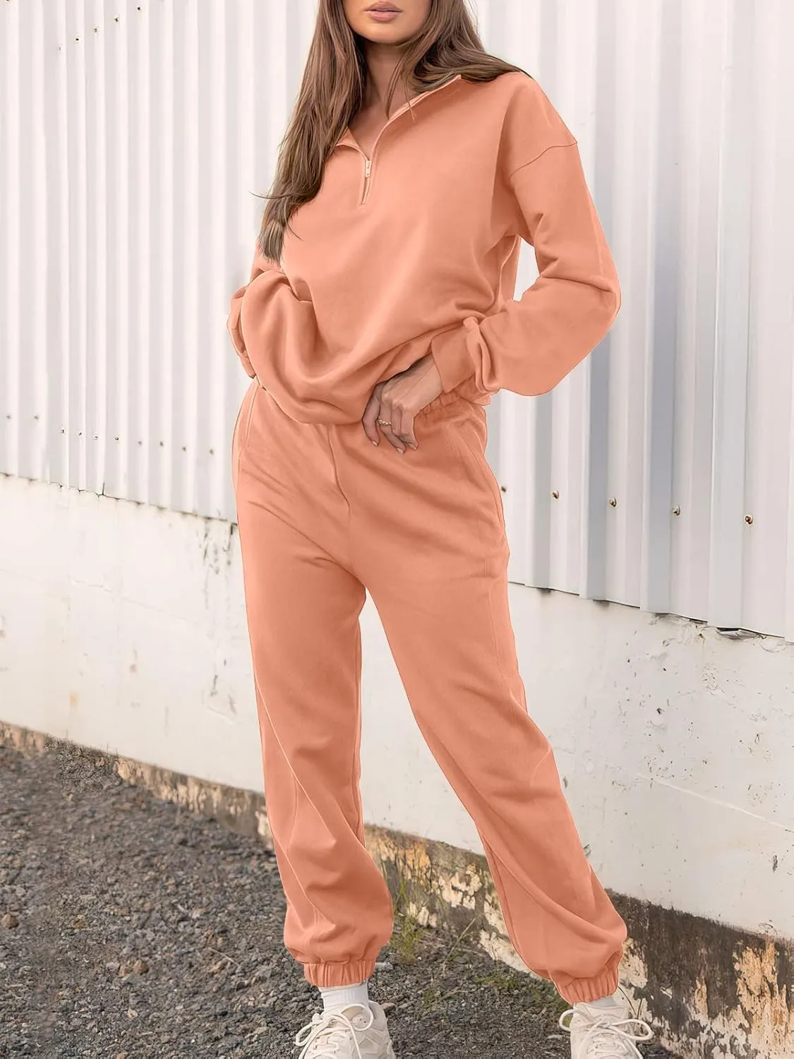 Prinbara Women 2 Piece Outfits Sweat Set 2024 Winter Oversized Sweatshirts Jogger Sweatpants Lounge Sets Fall Tracksuit