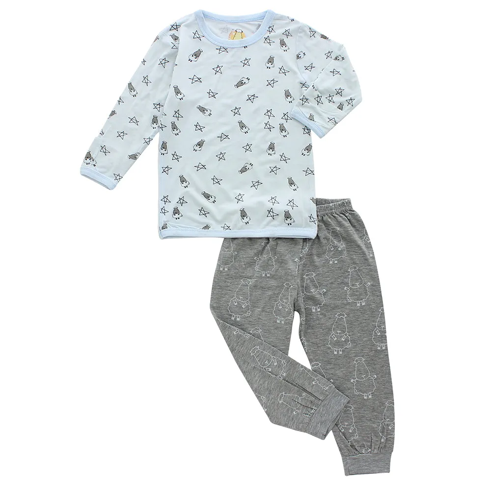 Pyjamas Set Small Star & Sheepz Blue   Big Sheepz Grey