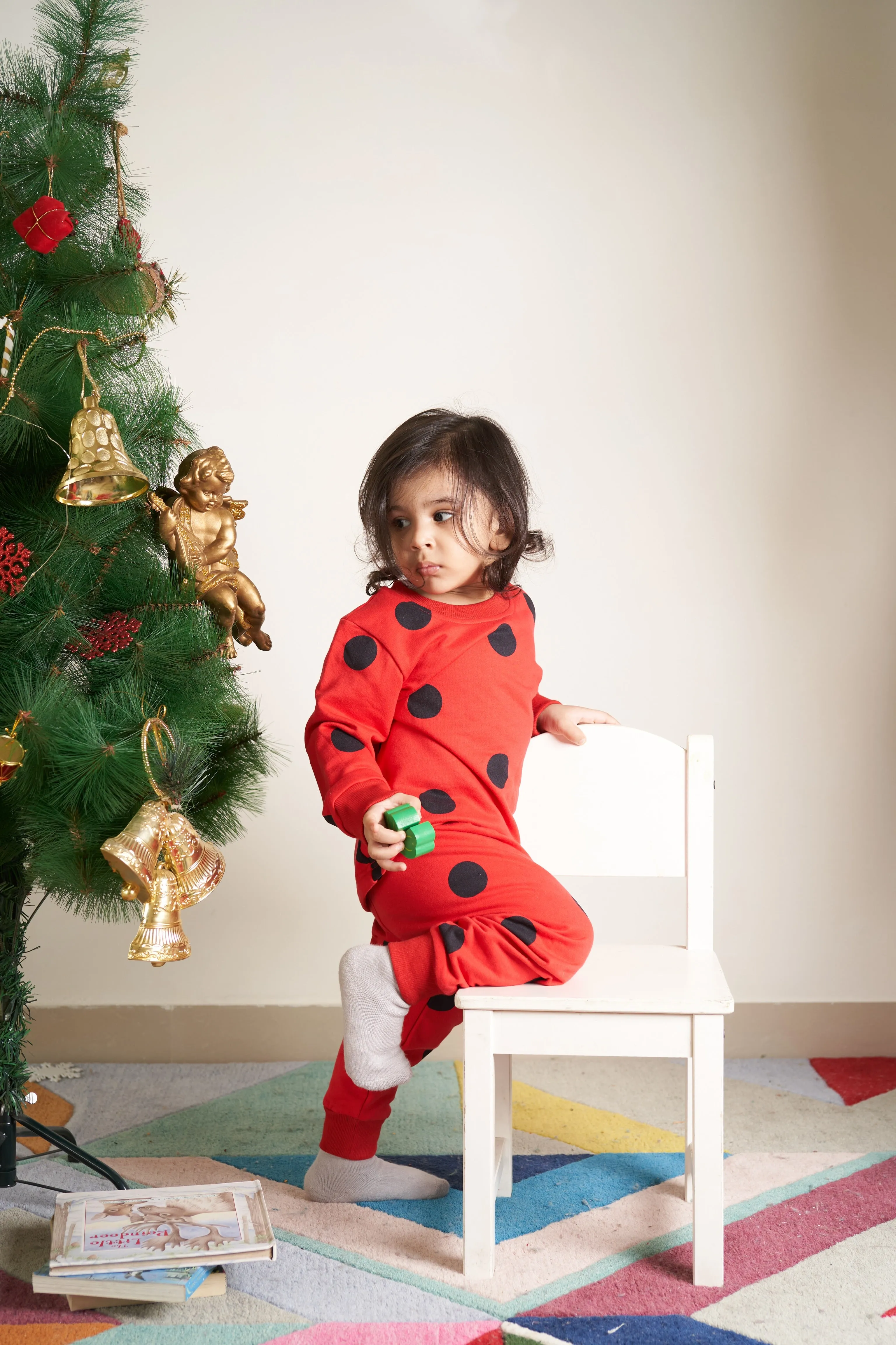 Red Black polka dot print tracksuit