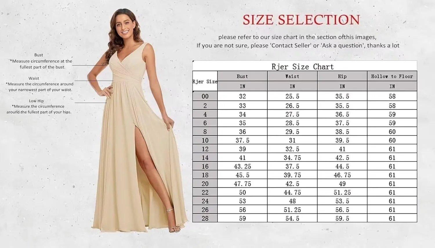 Rjer Women's Chiffon V Neck Bridesmaid Dresses for Women Long Ruched A Line Pleated Formal Evening Dress with Slit
