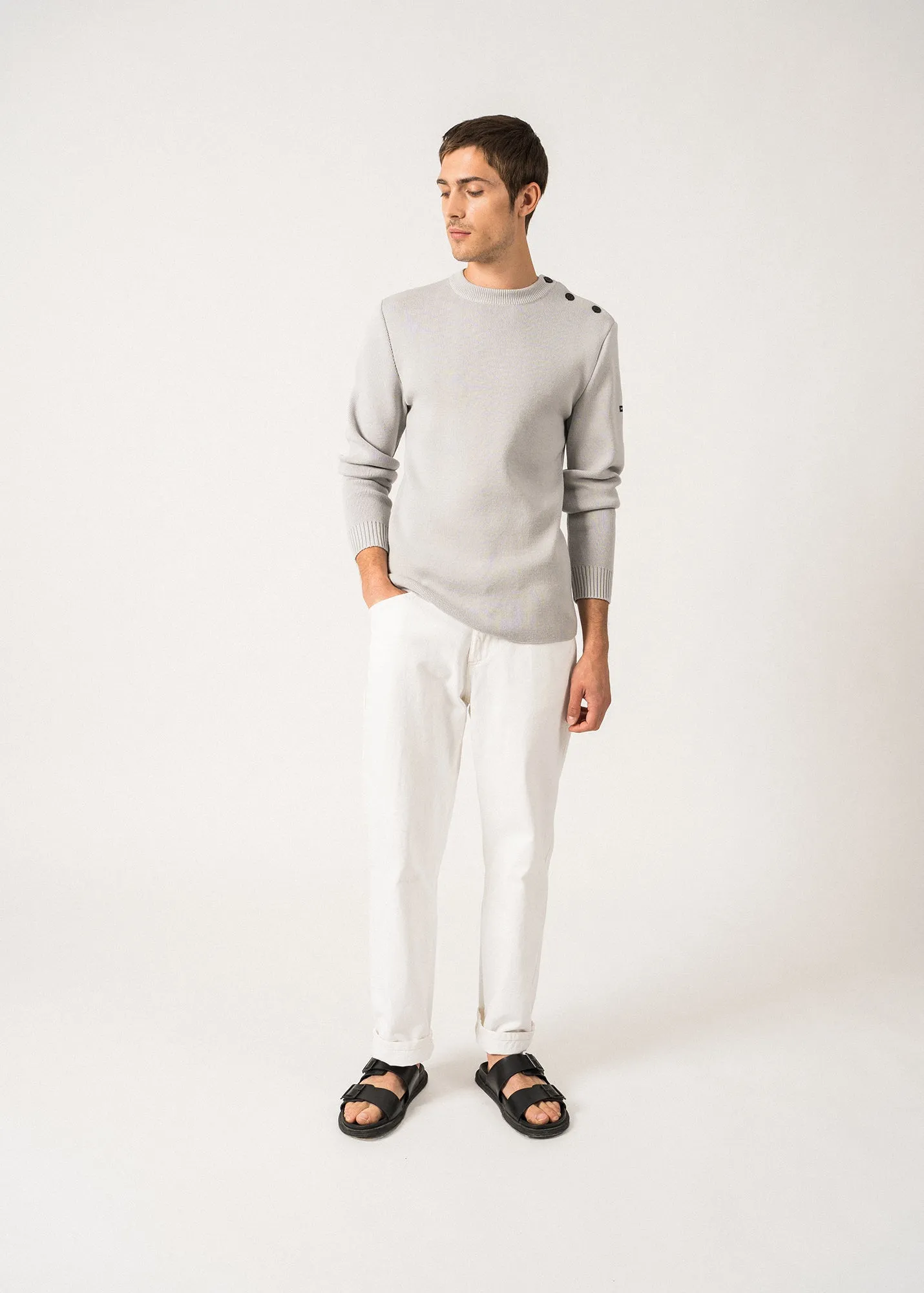 Rochefort sailor jumper - slim fit, in merino wool (GRIS LIGHT)