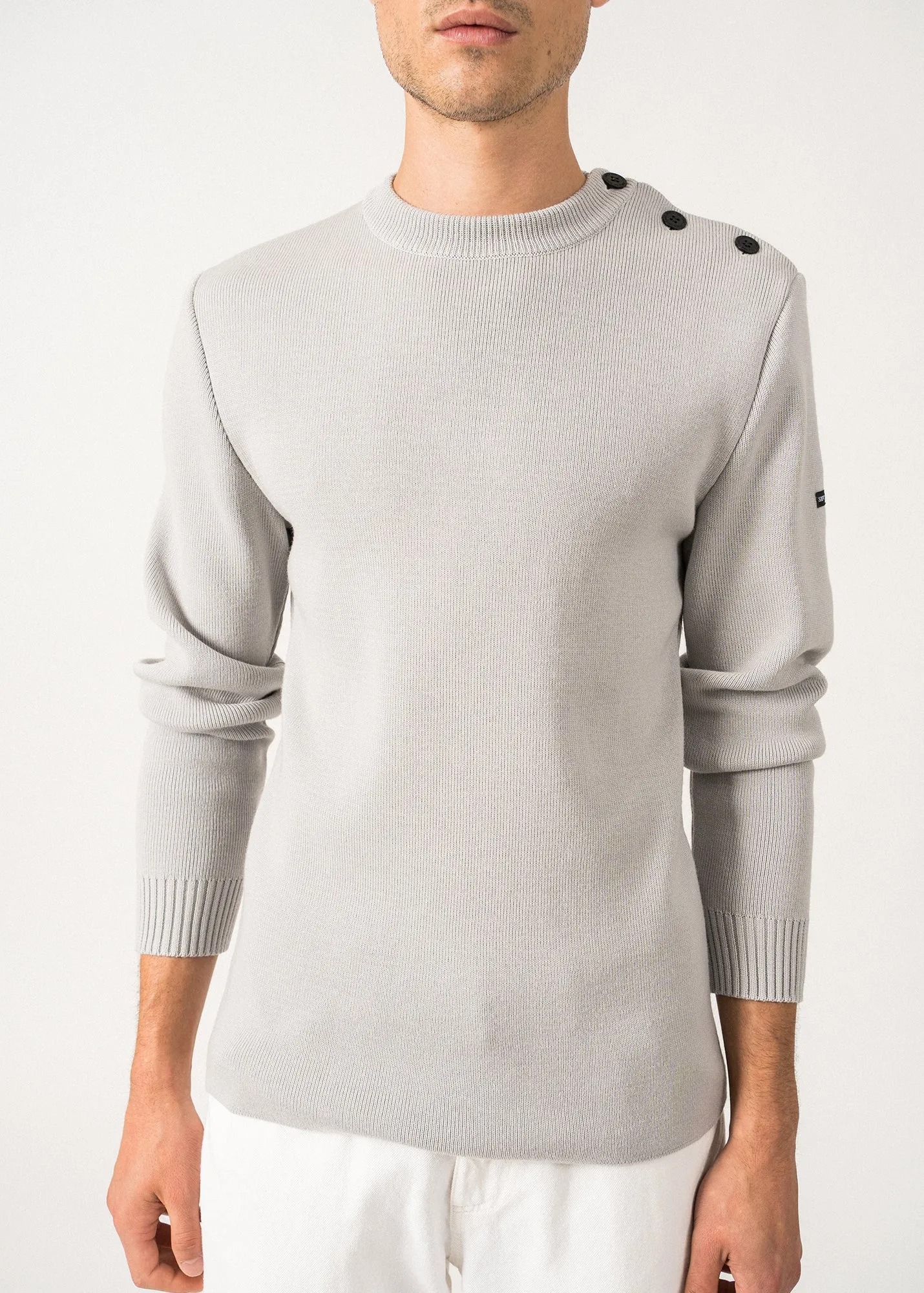 Rochefort sailor jumper - slim fit, in merino wool (GRIS LIGHT)