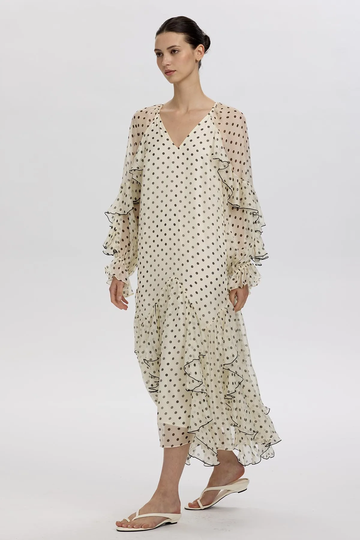 Sammie Ruffled Polka Dot Silk Dress