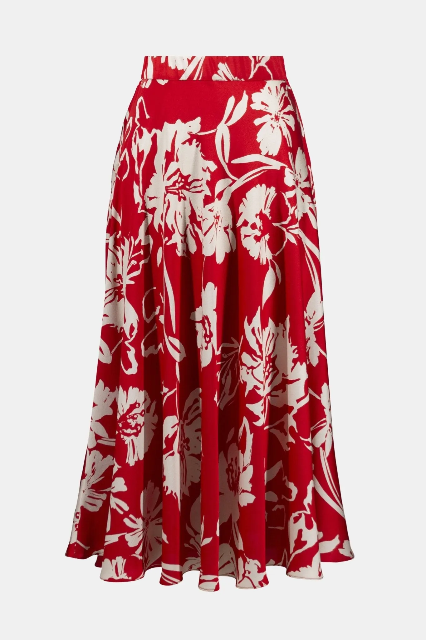 Satin Floral Print A-Line Skirt