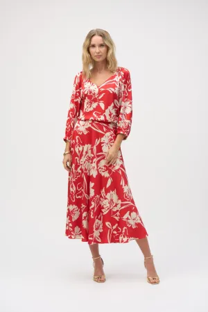 Satin Floral Print A-Line Skirt