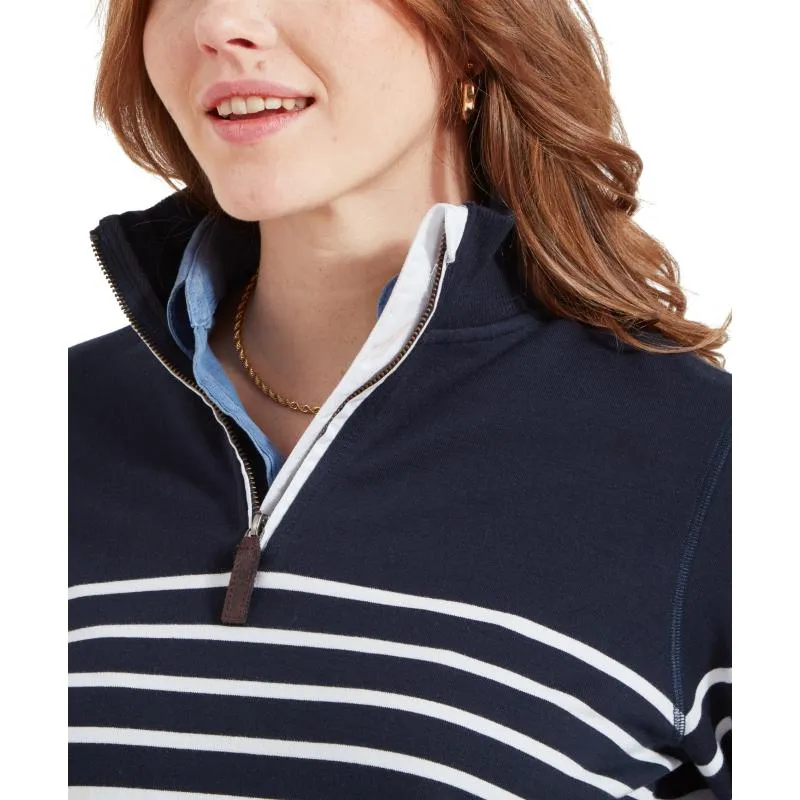 Schoffel Hope Cove 1/4 Zip Ladies Sweatshirt - Navy Stripe