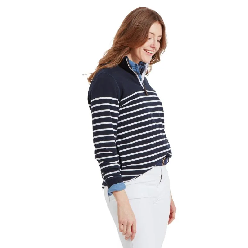 Schoffel Hope Cove 1/4 Zip Ladies Sweatshirt - Navy Stripe