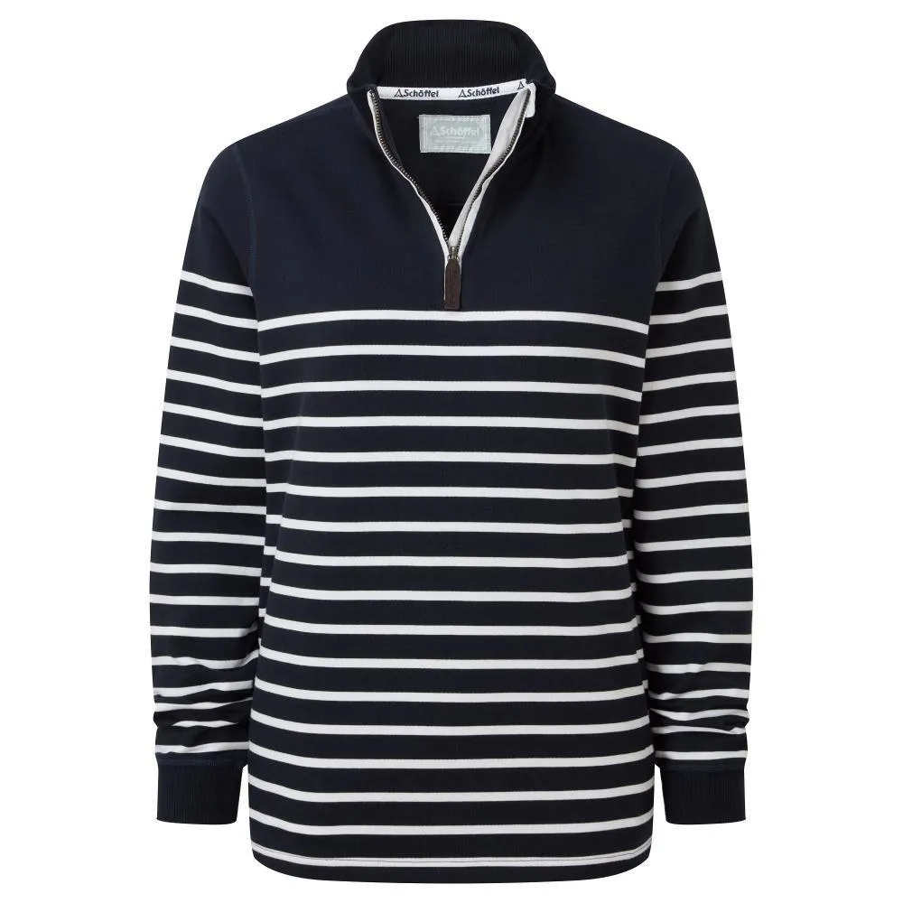 Schoffel Hope Cove 1/4 Zip Ladies Sweatshirt - Navy Stripe