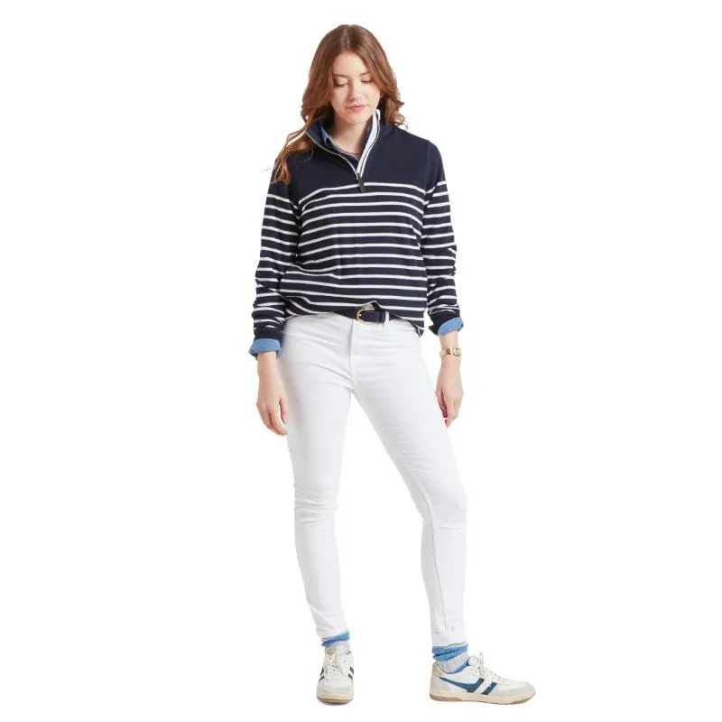 Schoffel Hope Cove 1/4 Zip Ladies Sweatshirt - Navy Stripe