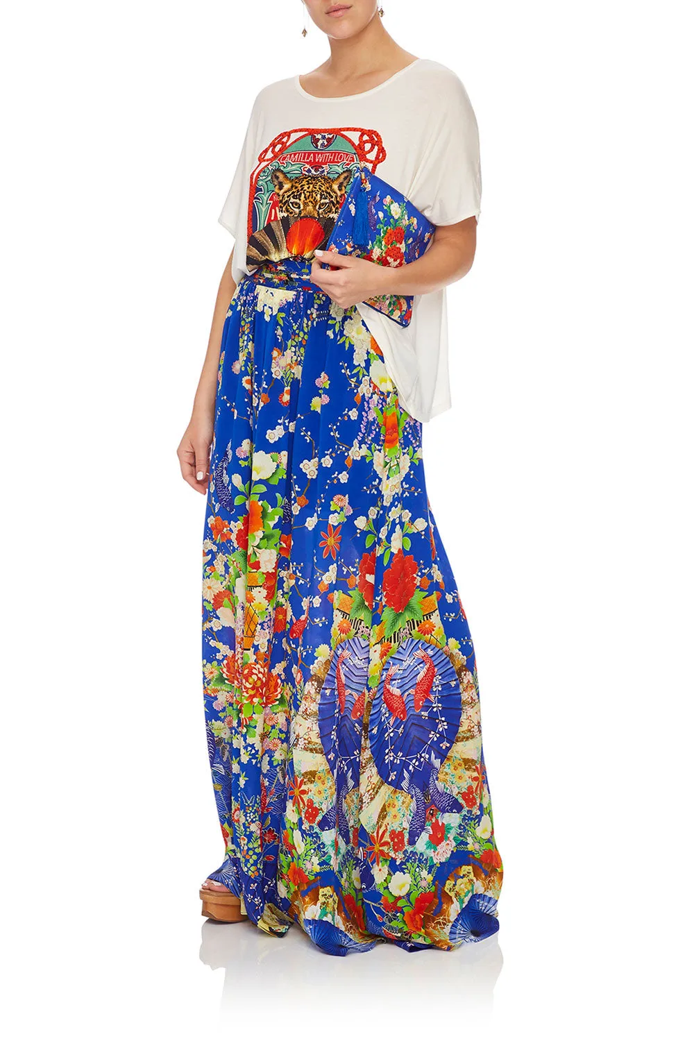SKIRT WITH PINTUCK WAISTBAND PLAYING KOI