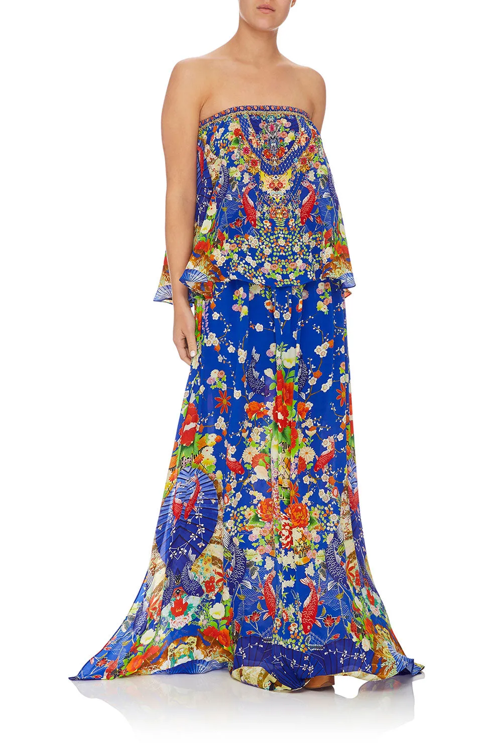 SKIRT WITH PINTUCK WAISTBAND PLAYING KOI