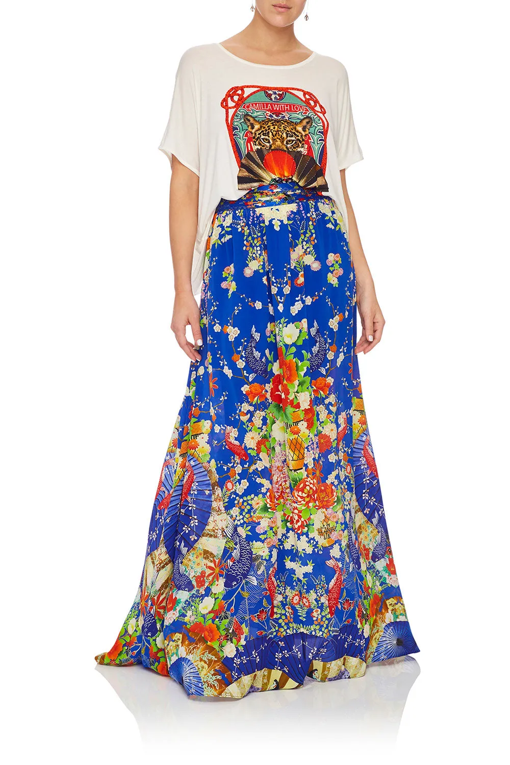 SKIRT WITH PINTUCK WAISTBAND PLAYING KOI