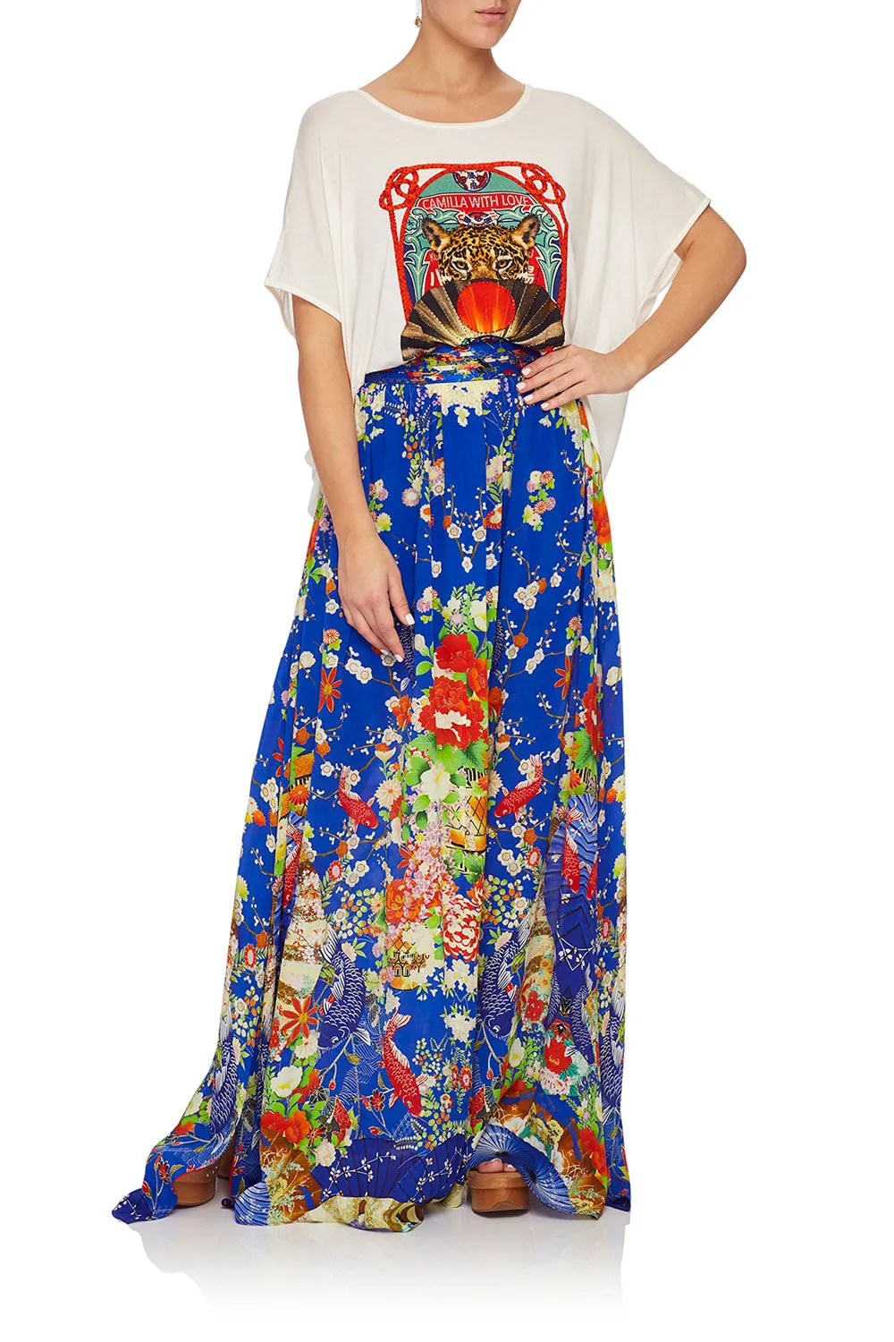 SKIRT WITH PINTUCK WAISTBAND PLAYING KOI