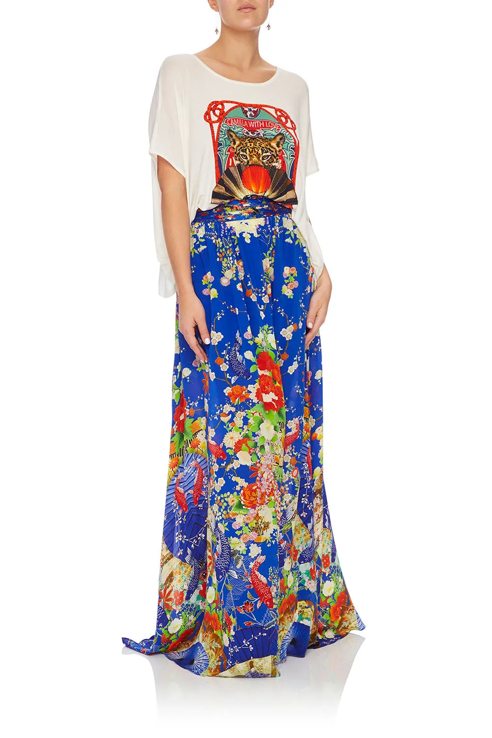 SKIRT WITH PINTUCK WAISTBAND PLAYING KOI