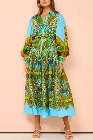 Skye - Butterfly Print Belted Midi Dress