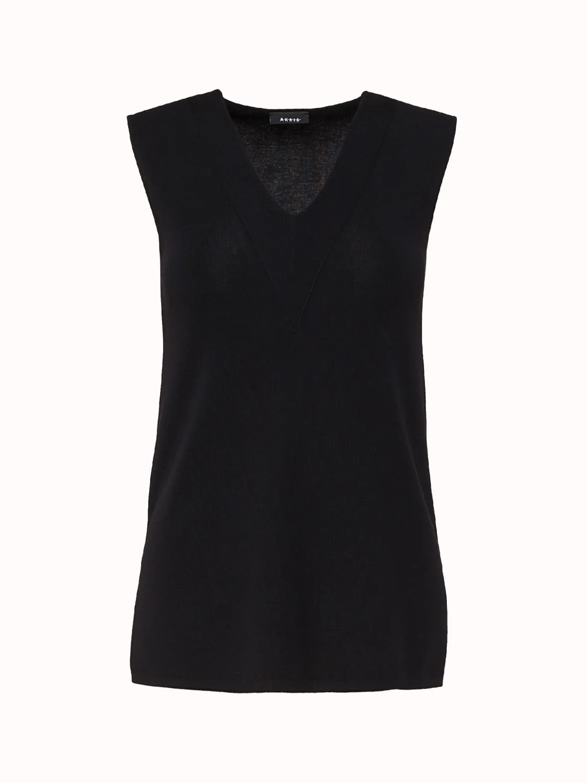 Sleeveless Wool V-Neck Top