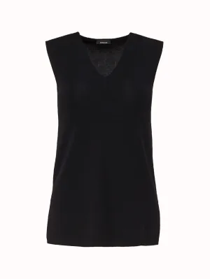 Sleeveless Wool V-Neck Top