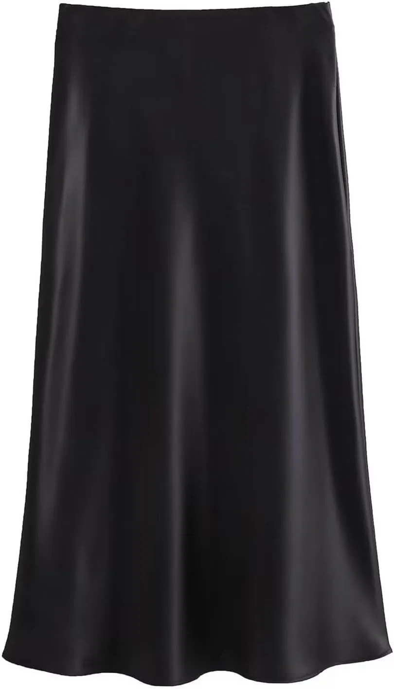 Spring Summer Skirts Satin Skirt High Waisted Maxi Wedding A Line Long Skirts Women's Short Skirt