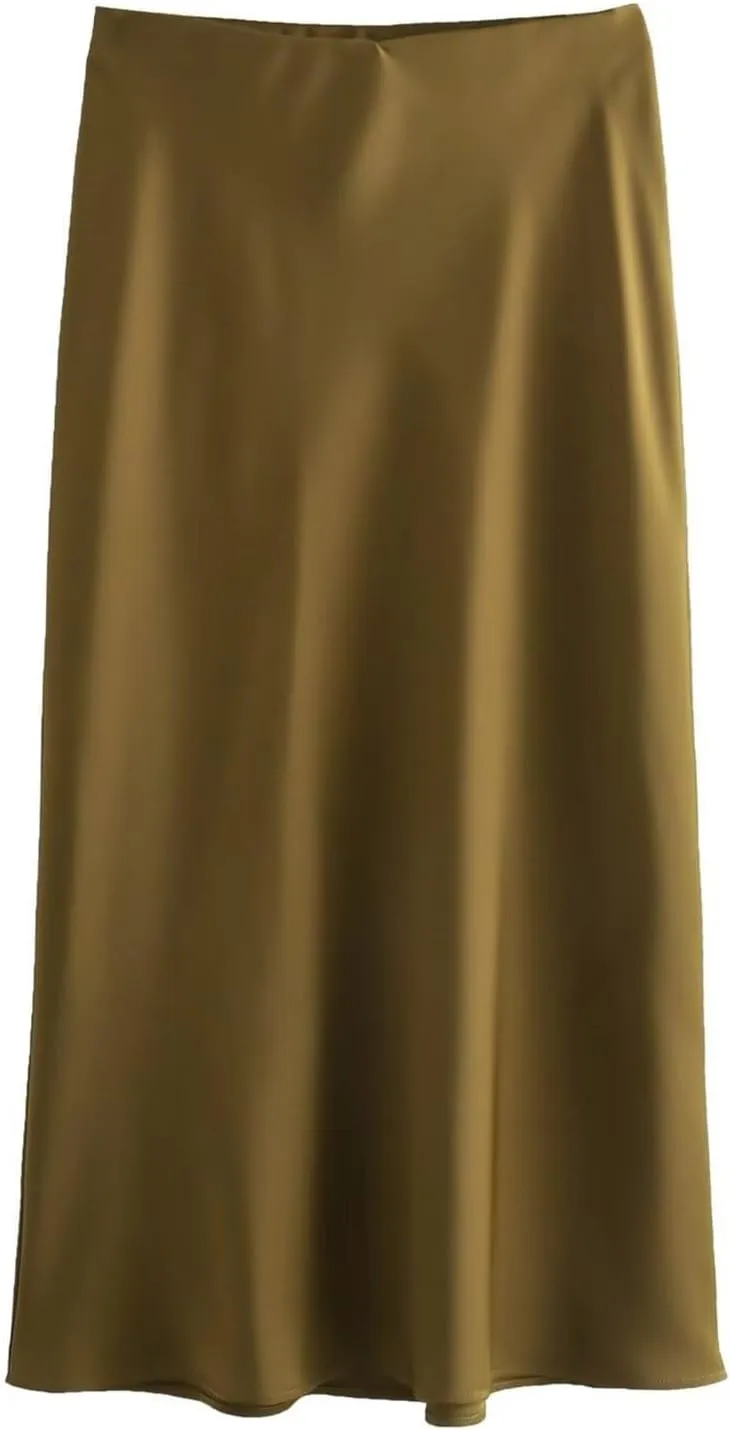 Spring Summer Skirts Satin Skirt High Waisted Maxi Wedding A Line Long Skirts Women's Short Skirt