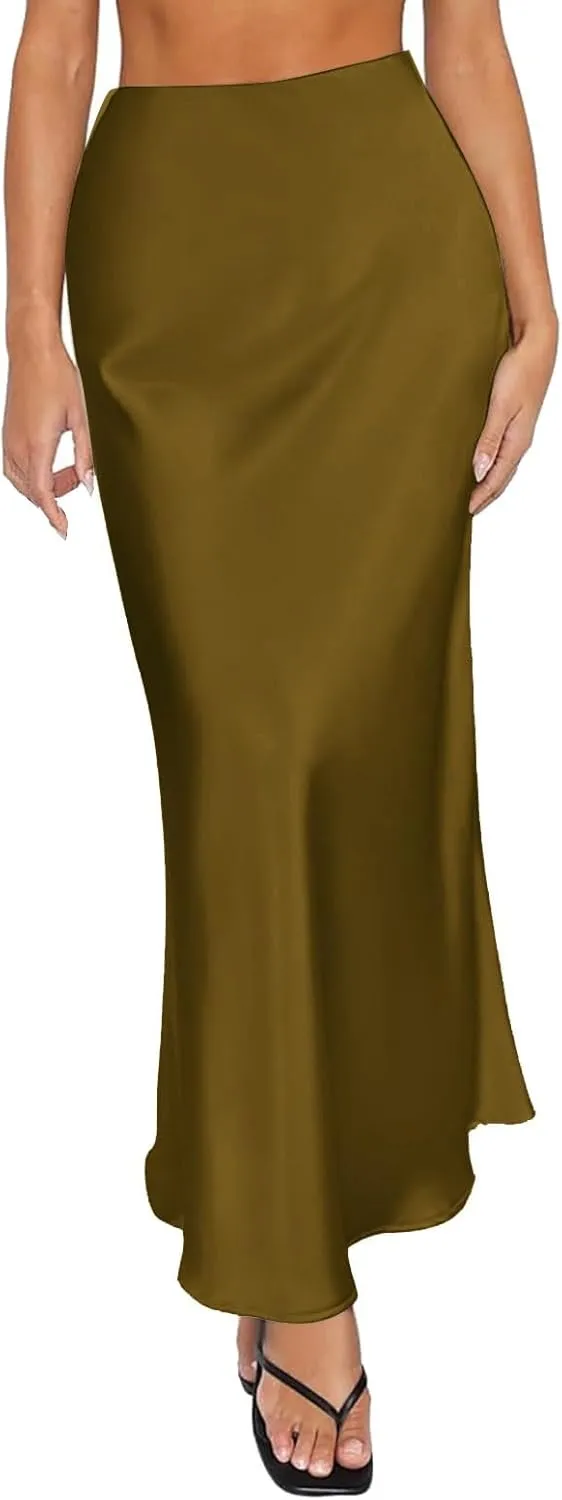 Spring Summer Skirts Satin Skirt High Waisted Maxi Wedding A Line Long Skirts Women's Short Skirt
