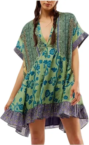 Summer Dresses for Women Hot Short Mini Dress Babydoll Dress Boho Floral Flowy Y2k Mini Sundresses 2025