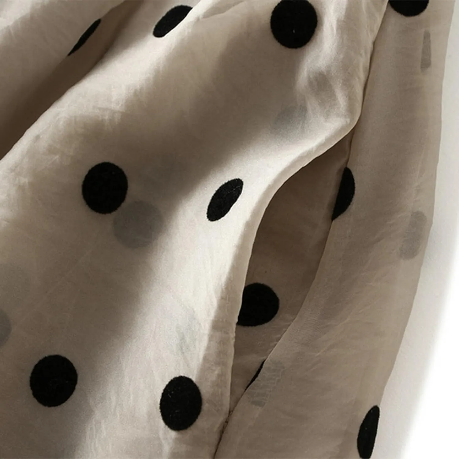Summer Mesh Midi Skirts for Women Elastic Waist Polka Dot Printed Pleated Skirt Casual Cute Puffy Knee Length Skirts