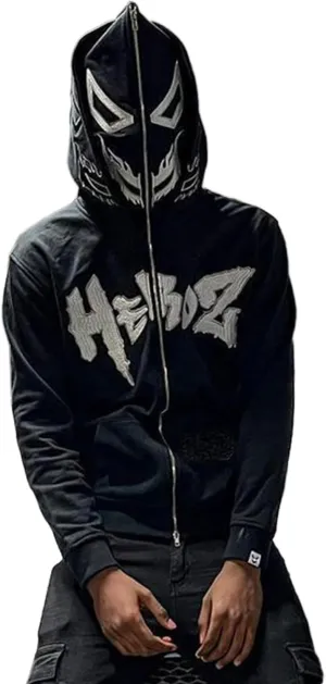 Sunwittafy Y2k Hoodie Men Women Letter Graphic Zip Up Hoodie Spiderweb Grunge Oversized Sweatshirt Sweater Demon Jacket