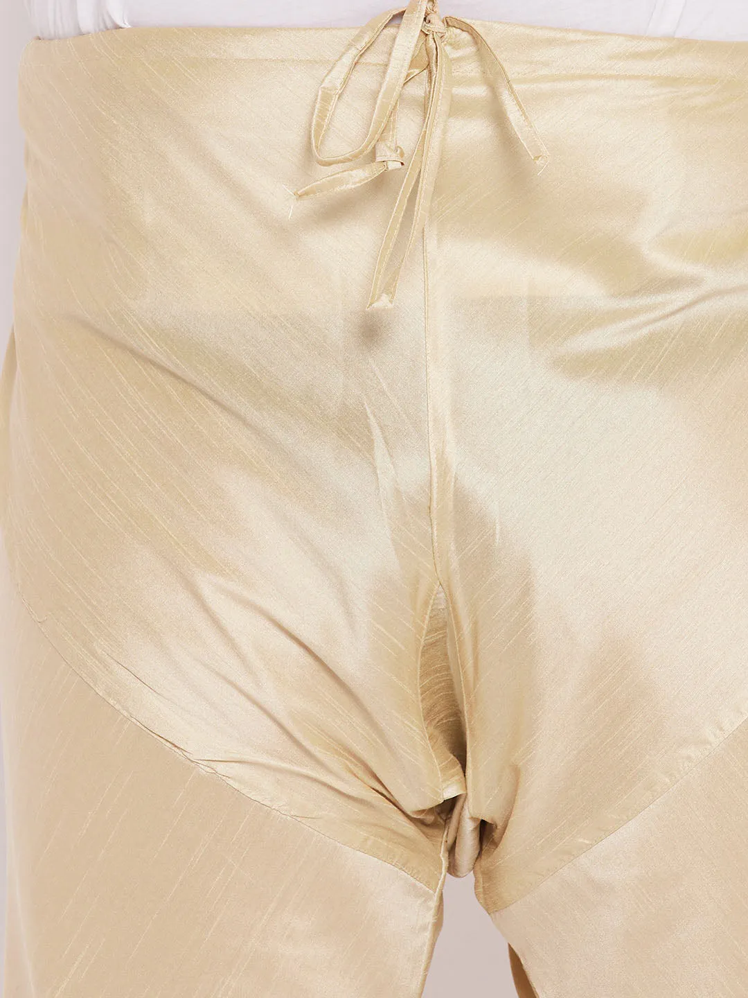 VASTRAMAY Gold Cotton Silk Blend Pyjama
