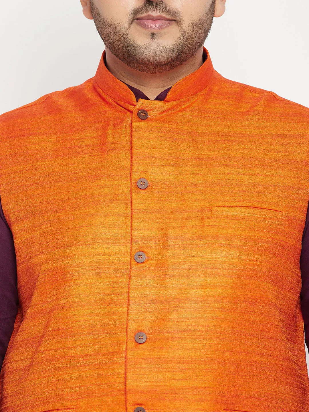 VASTRAMAY Purple and Orange Plus Size Jacket Kurta