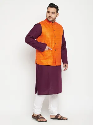 VASTRAMAY Purple and Orange Plus Size Jacket Kurta