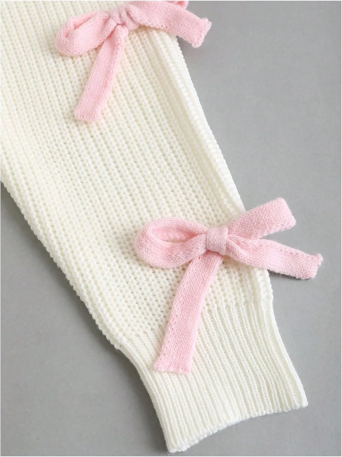 Verdusa Women's Bow Knot Open Front Long Sleeve Knitted Crop Cute Cardigan Sweater