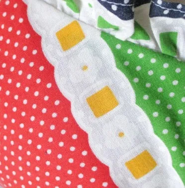 Vintage 70's Polka Dot & Ruffle Halter Top / One Size