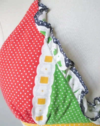 Vintage 70's Polka Dot & Ruffle Halter Top / One Size