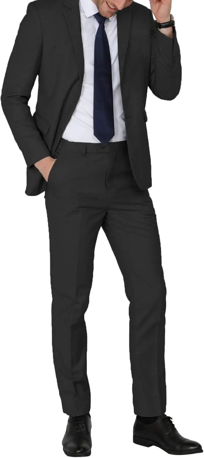 WEEN CHARM Men's Suits Slim Fit 2 Piece Two Button Blazer Wedding Prom Tuxedo Single Breasted Jacket Pants Set