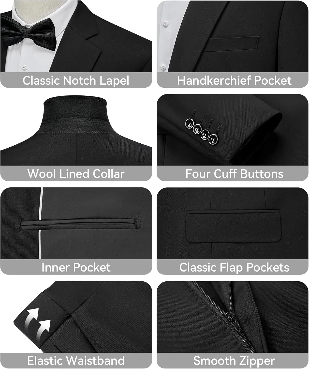 WEEN CHARM Men's Suits Slim Fit 2 Piece Two Button Blazer Wedding Prom Tuxedo Single Breasted Jacket Pants Set