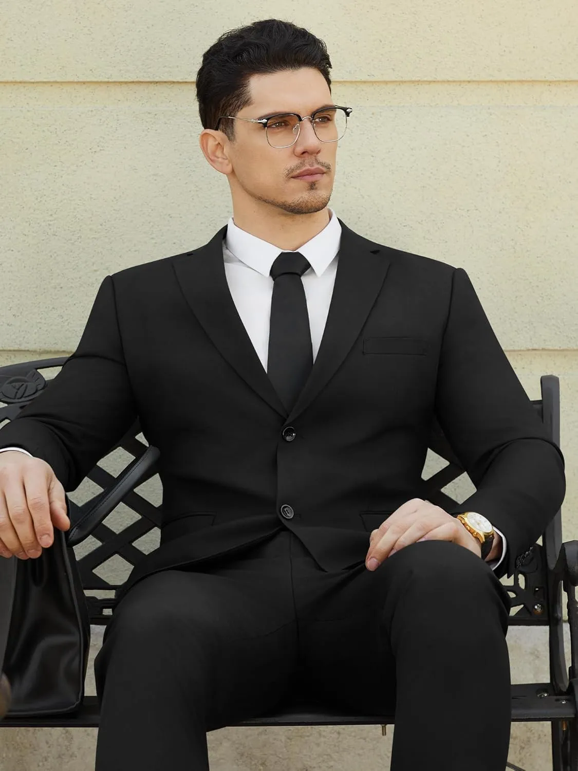 WEEN CHARM Men's Suits Slim Fit 2 Piece Two Button Blazer Wedding Prom Tuxedo Single Breasted Jacket Pants Set