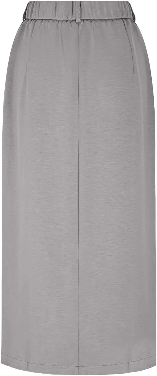 Women High Waisted Cargo Midi Skirt Y2k Summer Vintage Pencil Slit Long Skirts Dressy Casual Business Work Skirts
