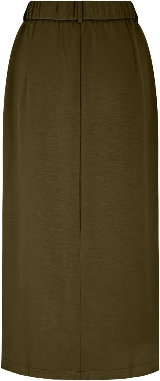 Women High Waisted Cargo Midi Skirt Y2k Summer Vintage Pencil Slit Long Skirts Dressy Casual Business Work Skirts